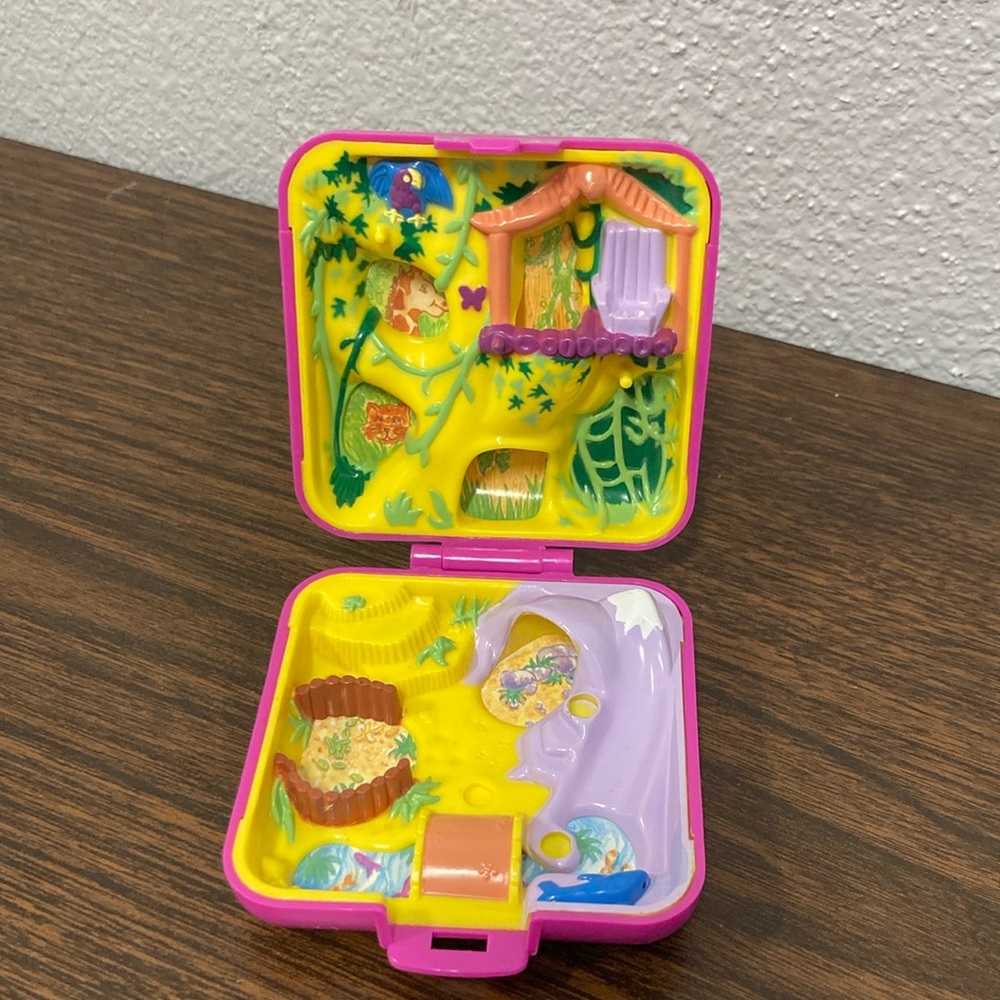 Vintage Polly Pocket Jungle Pink Square 1989
